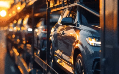 Truck transporting cars for expedited auto shipping service with fast delivery across the USA